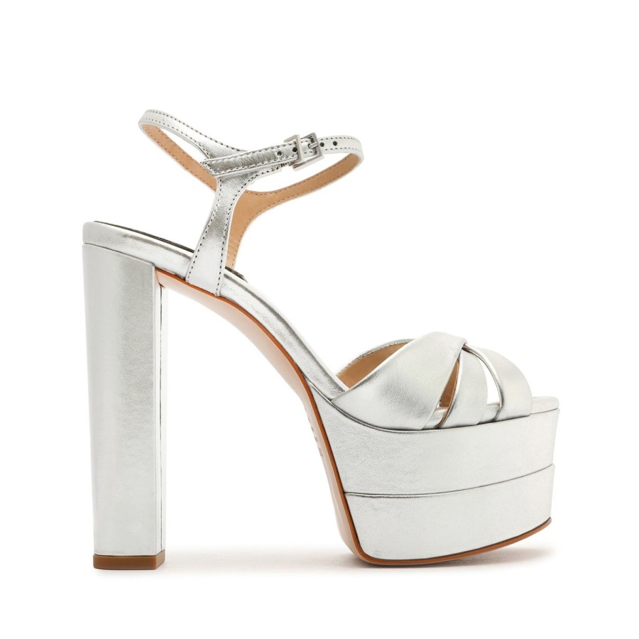 Sandals SCHUTZ | Keefa High Metallic Leather Sandal Silver