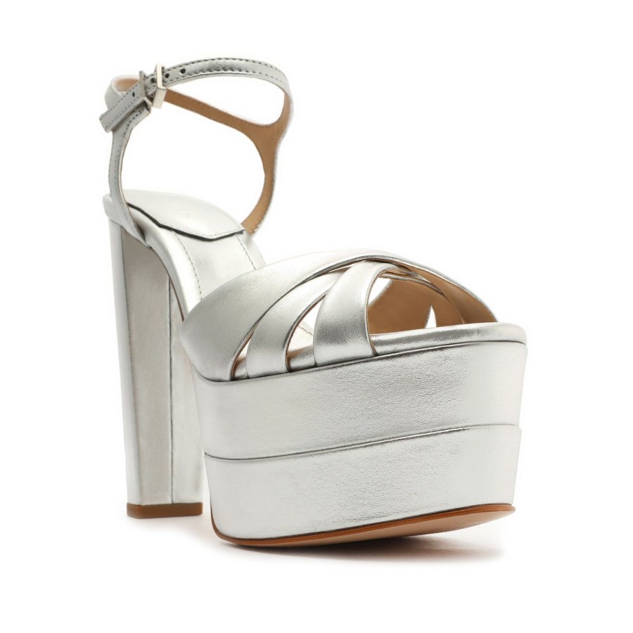 Sandals SCHUTZ | Keefa High Metallic Leather Sandal Silver