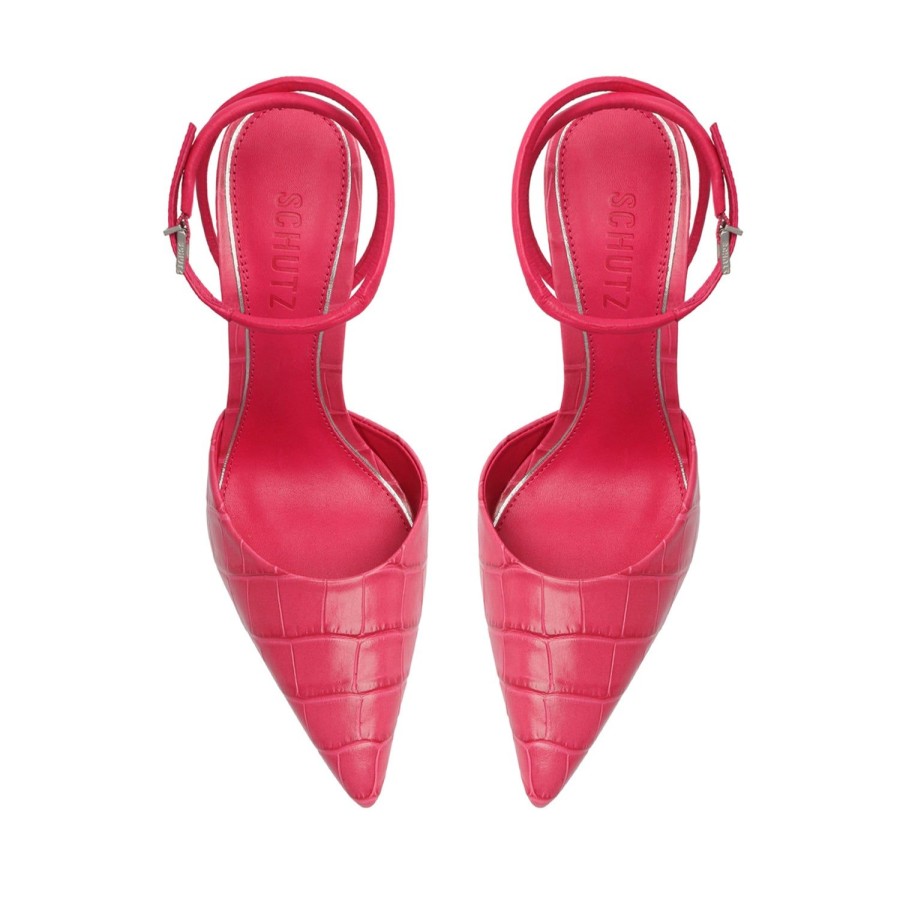 Pumps SCHUTZ | Deby Crocodile-Embossed Leather Pump Paradise Pink