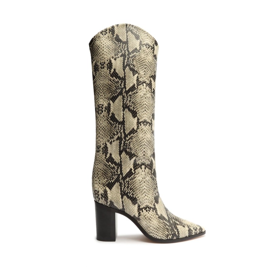 Boots SCHUTZ | Maryana Block Pointed Toe Block Heel Boot In Snake Print | Schutz Shoes Natural Snake