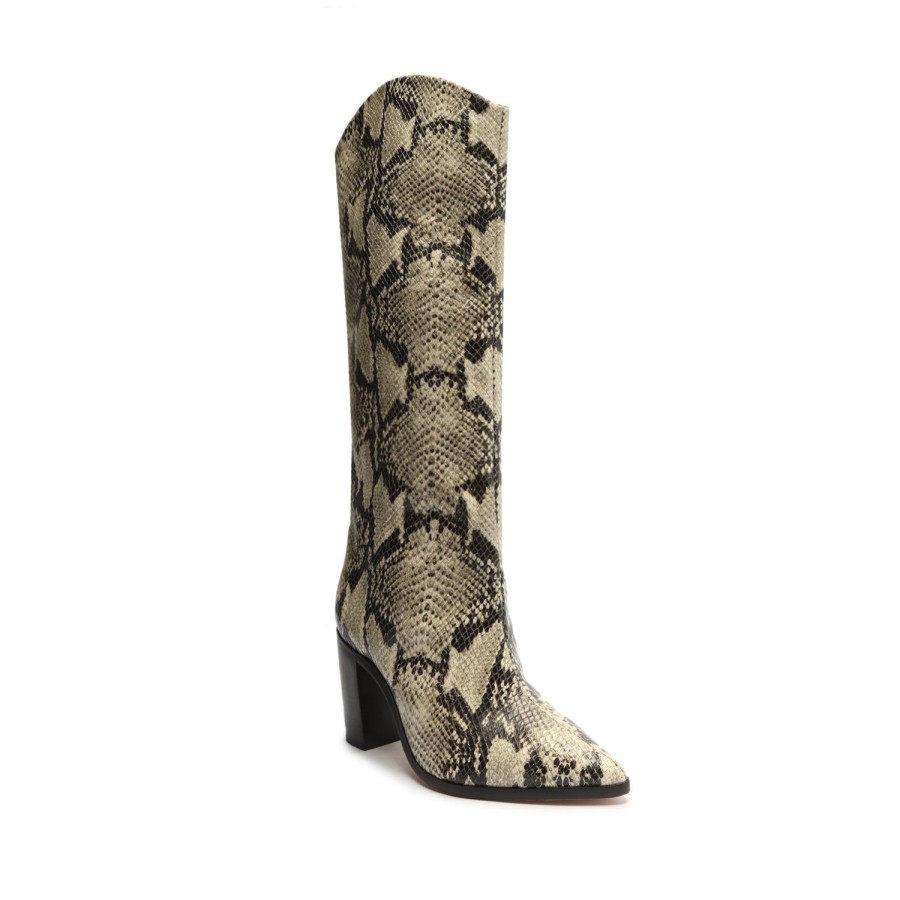 Boots SCHUTZ | Maryana Block Pointed Toe Block Heel Boot In Snake Print | Schutz Shoes Natural Snake