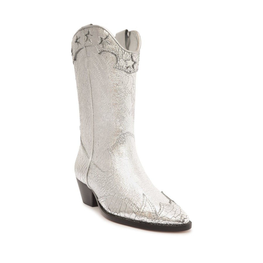 Boots SCHUTZ | Cicera Metallic Leather Bootie Silver