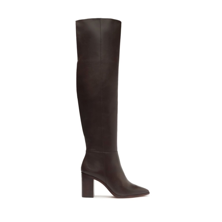 Boots SCHUTZ | Mikki Block Over The Knee Leather Boot Dark Chocolate