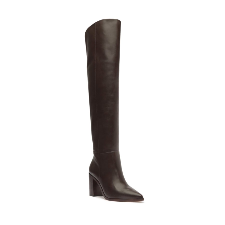 Boots SCHUTZ | Mikki Block Over The Knee Leather Boot Dark Chocolate