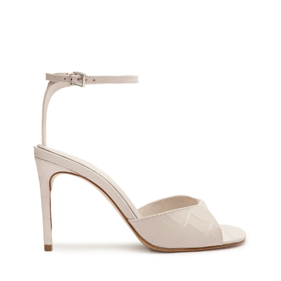 Sandals SCHUTZ | Nora Crocodile-Embossed Leather Sandal Pearl