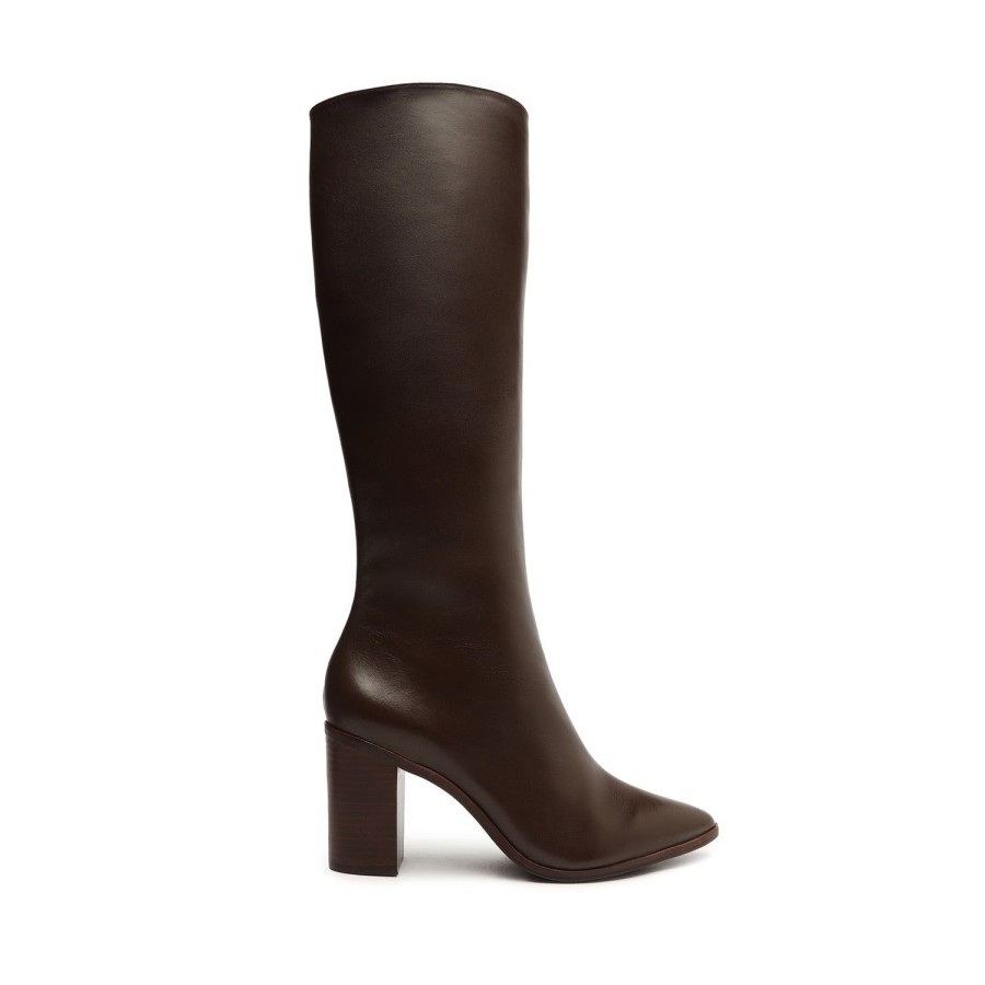 Boots SCHUTZ | Mikki Up Block Leather Boot Dark Chocolate