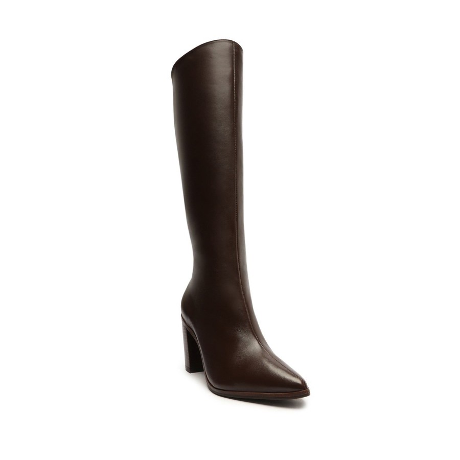 Boots SCHUTZ | Mikki Up Block Leather Boot Dark Chocolate