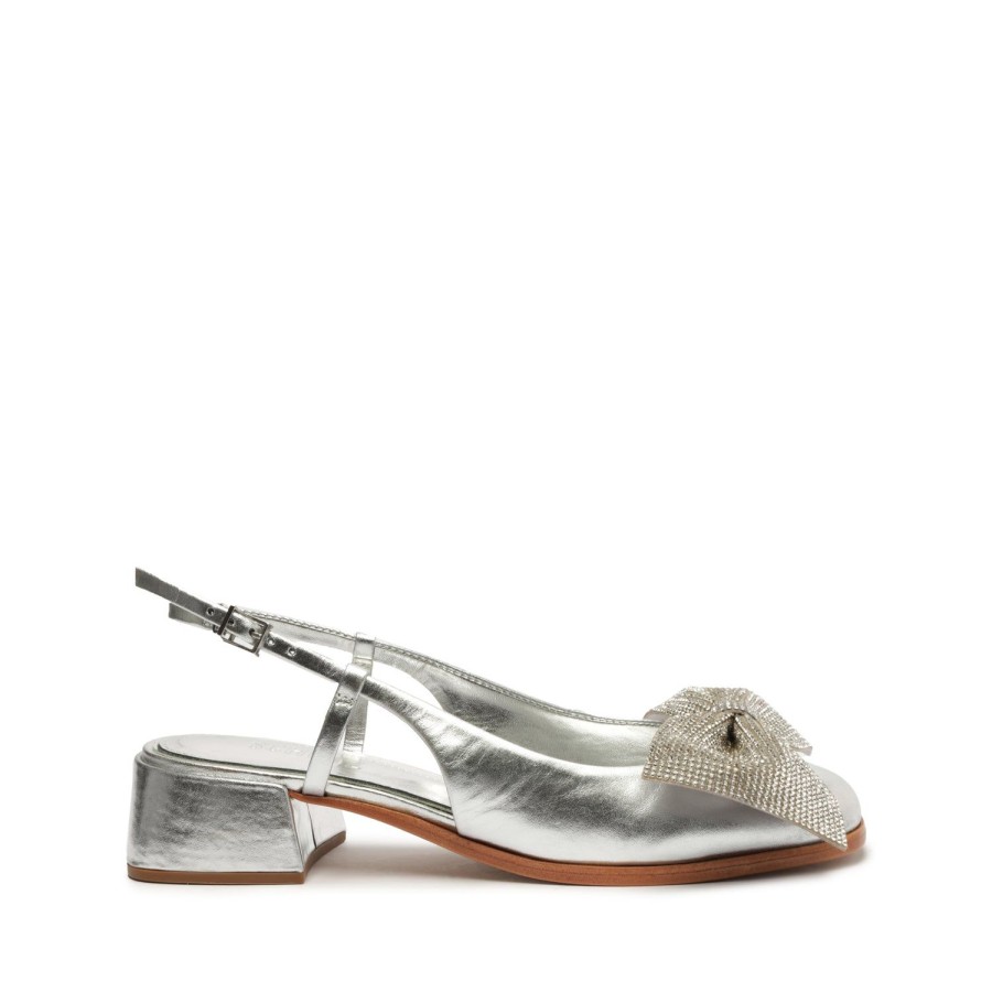 Sandals SCHUTZ | Dorothy Bow Metallic Leather Pump Silver