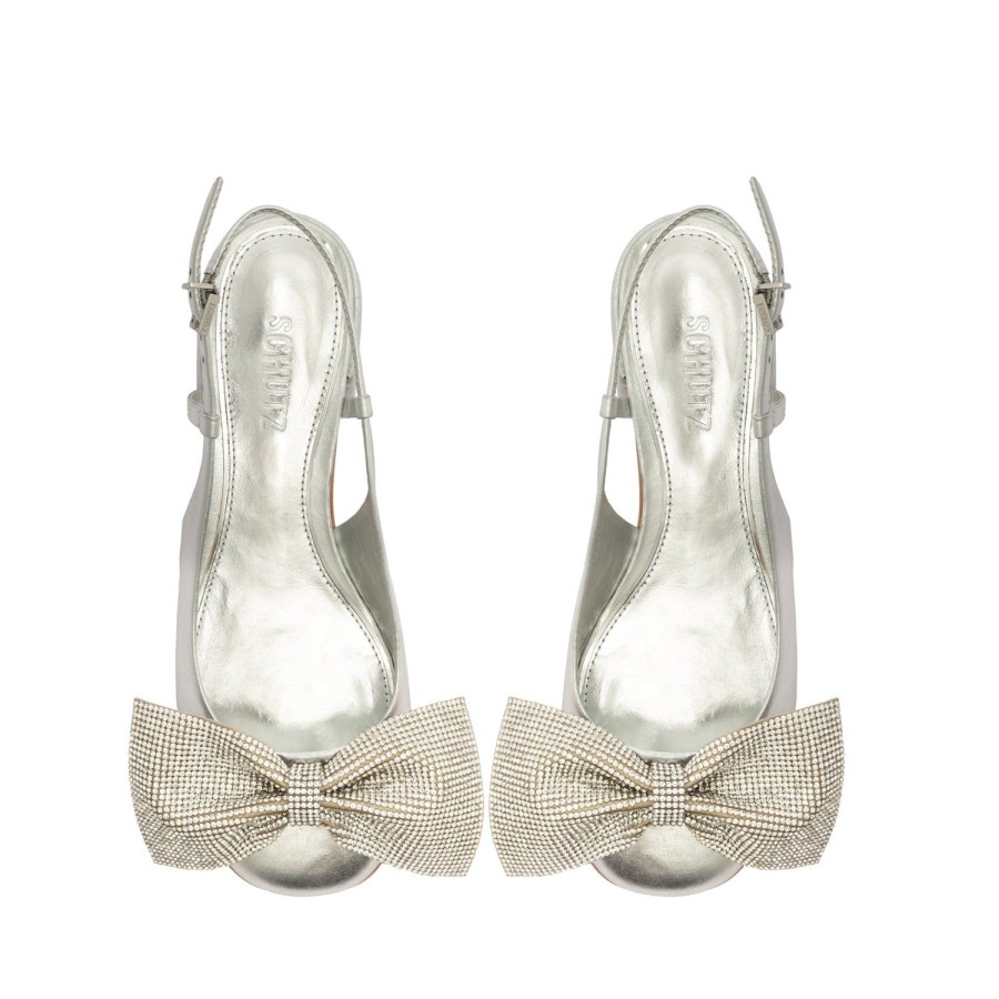 Sandals SCHUTZ | Dorothy Bow Metallic Leather Pump Silver