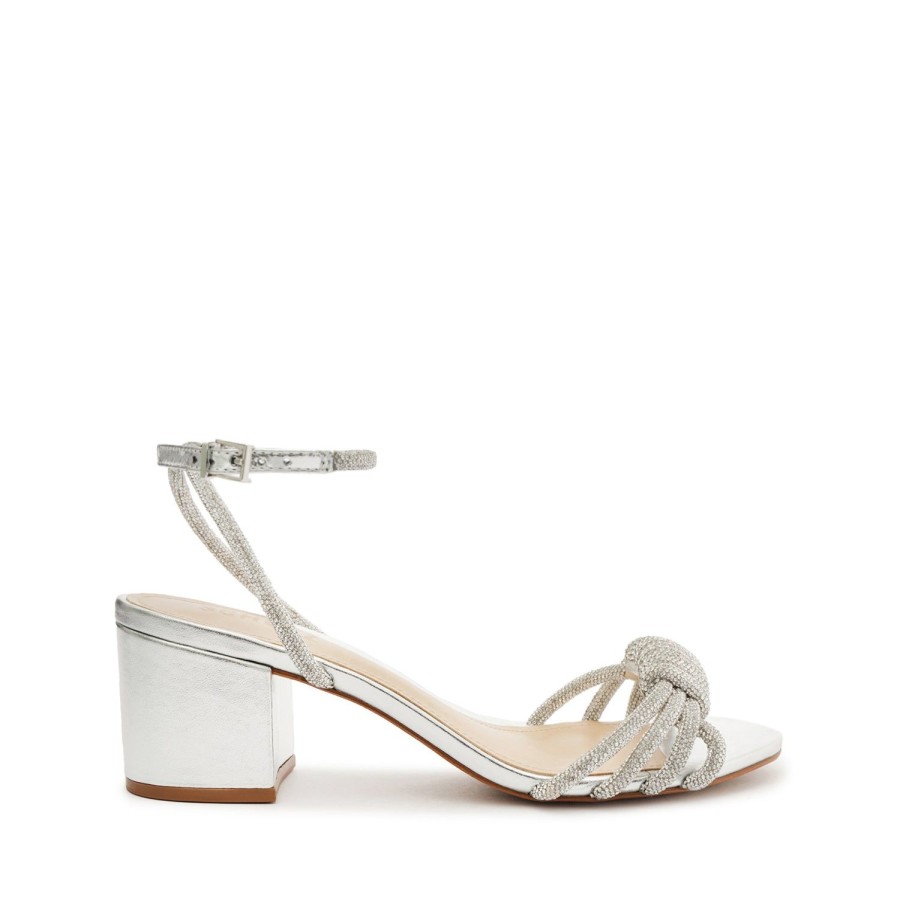 Sandals SCHUTZ | Jewell Mid Block Nappa Leather Sandal Silver