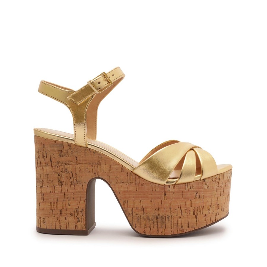 Sandals SCHUTZ | Keefa Cutout Metallic Leather Sandal Gold