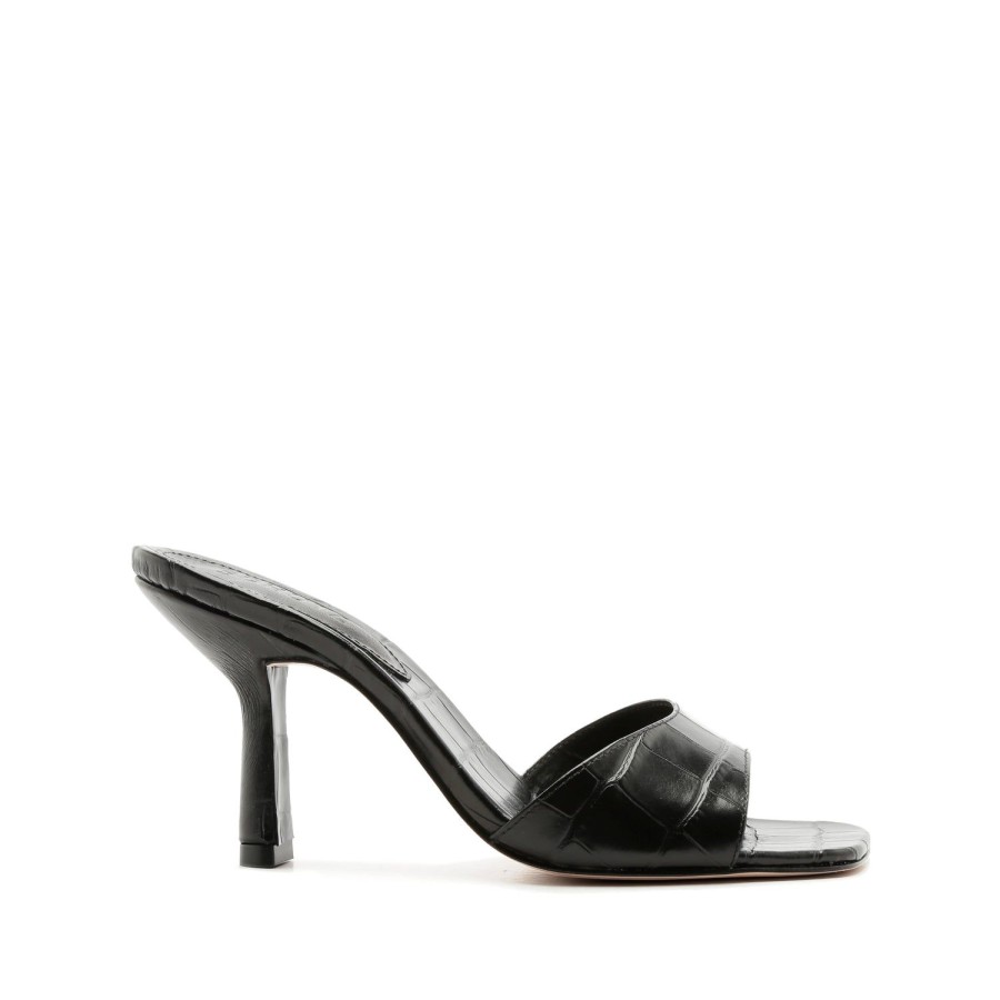 Sandals SCHUTZ | Posseni Sandal In Crocodile Effect Leather | Schutz Shoes Black