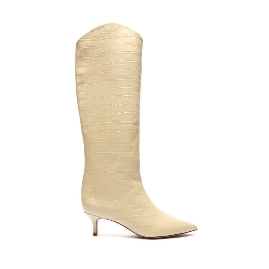 Boots SCHUTZ | Maryana Lo Crocodile-Embossed Leather Boot Almond Buff