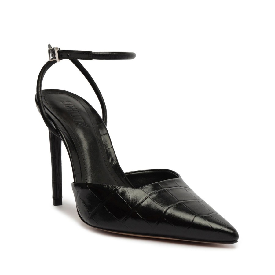 Pumps SCHUTZ | Deby Crocodile-Embossed Leather Pump Black