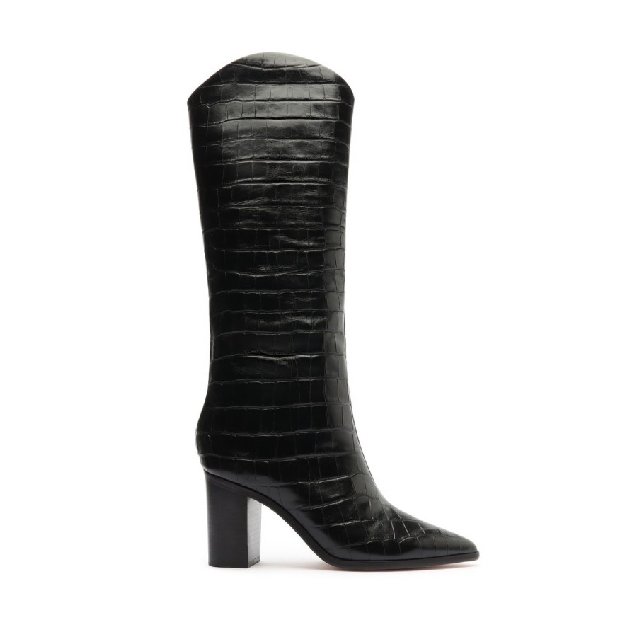 Boots SCHUTZ | Maryana Block Wide Crocodile Boot Black