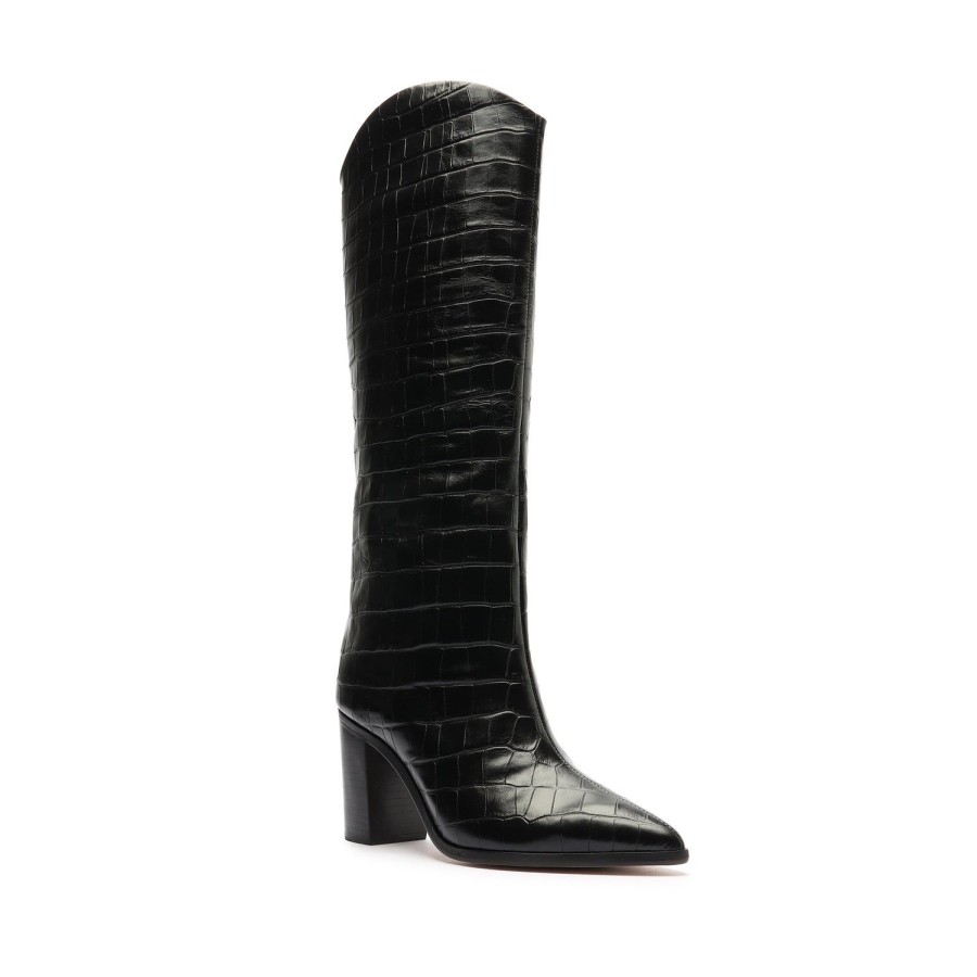 Boots SCHUTZ | Maryana Block Wide Crocodile Boot Black